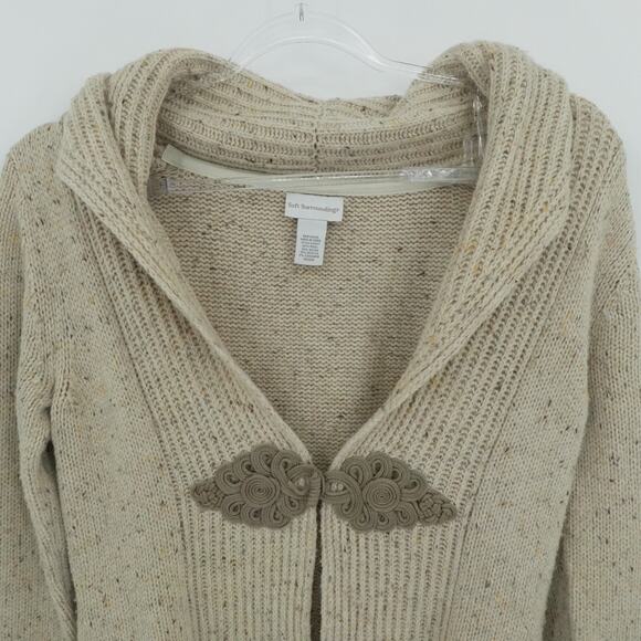 Soft Surroundings Sweater Cardigan Womens Medium Oatmeal Shawl Neck Long Toggle - Picture 8 of 12